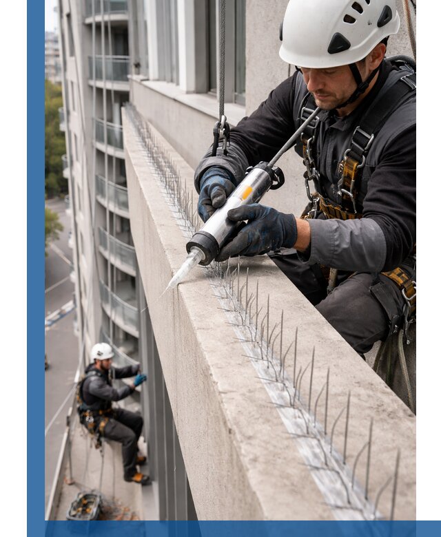 Установка шипов от птиц на фасадах и кровлях в Сосновом Боре